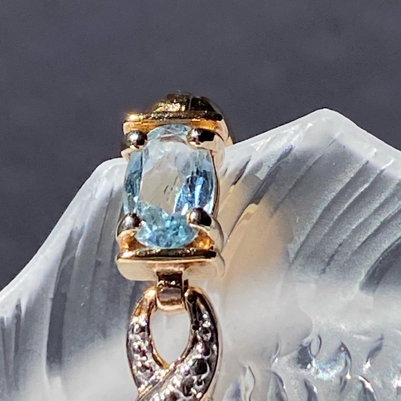 Sterling Silver 925 Two Tone Blue Topaz Gemstone Bracelet Size 7.25 - Picture 10 of 14